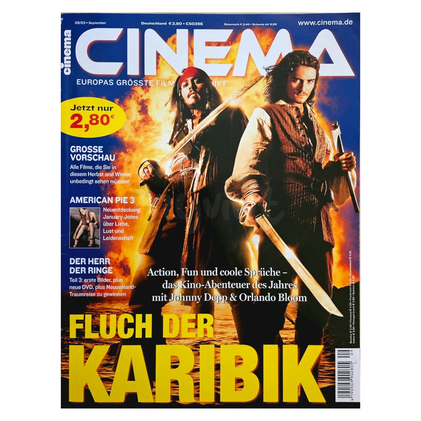 Cinema 09/03 Filmzeitschrift (Heft 304) Kinomagazin Fluch der Karibik 2003