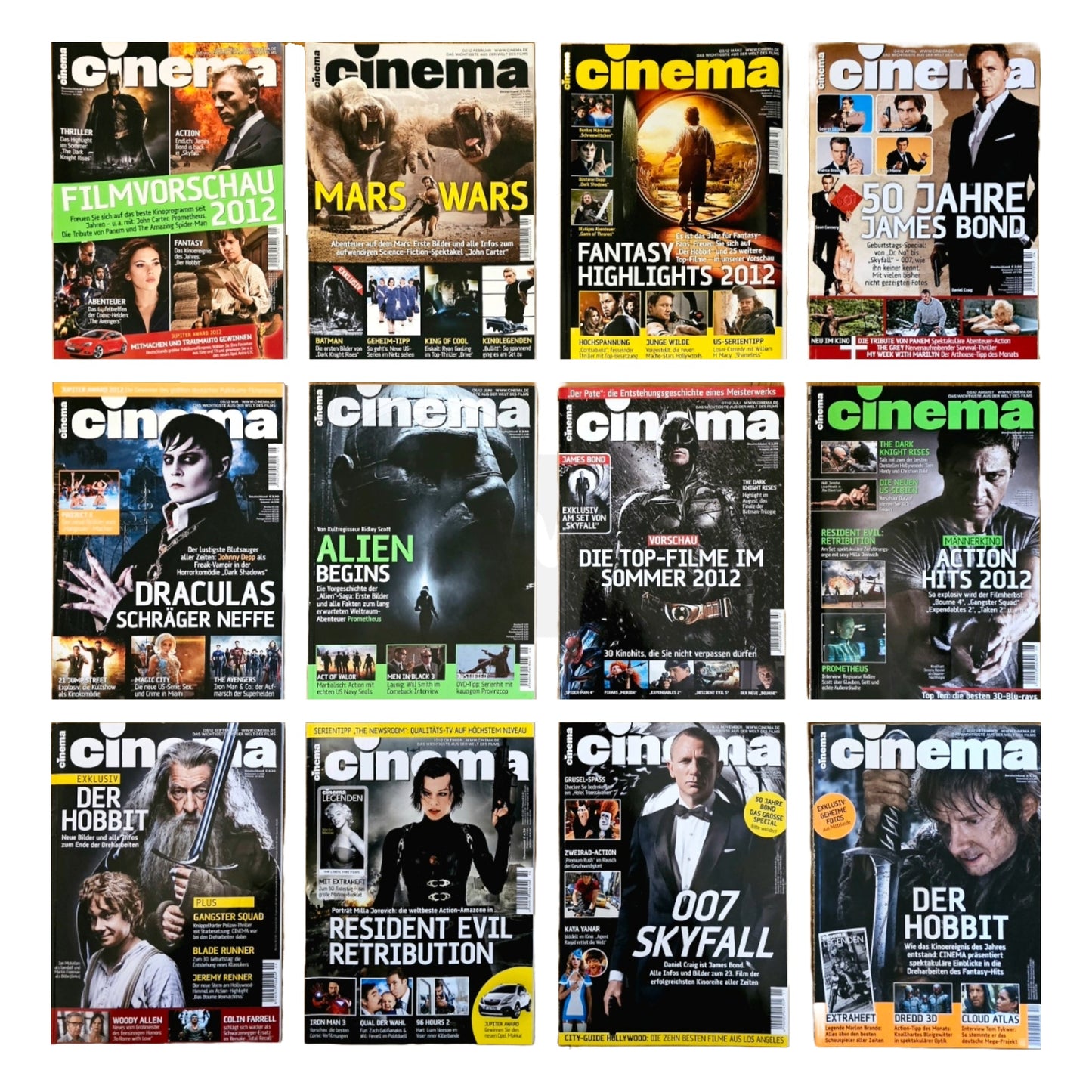 Cinema 1-12 kompletter Jahrgang 2012 (Heft 404 - 415) Filmzeitschrift Kinomagazin