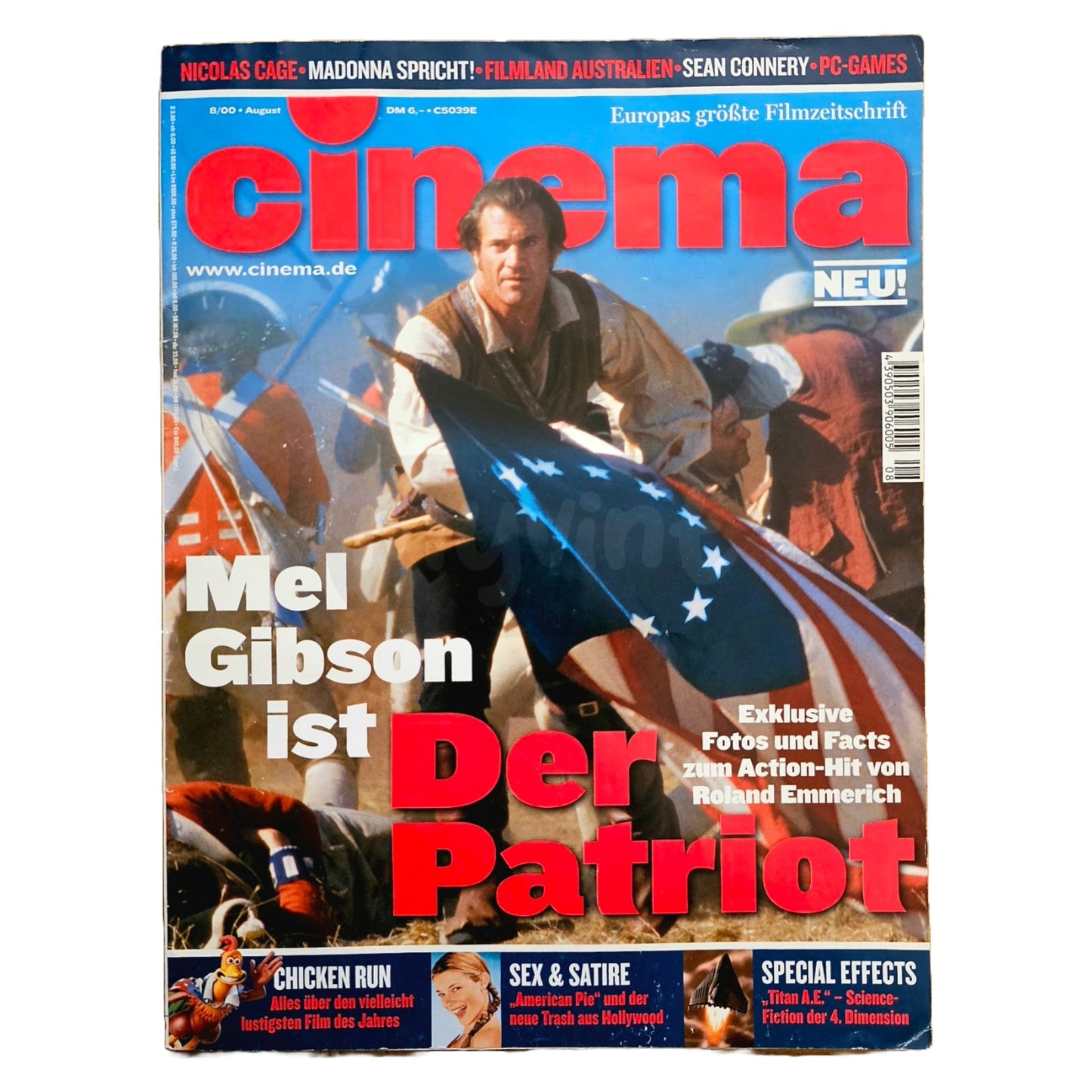 Cinema 8/00 Filmzeitschrift (Heft 267) Kinomagazin Mel Gibson Der Patriot 2000