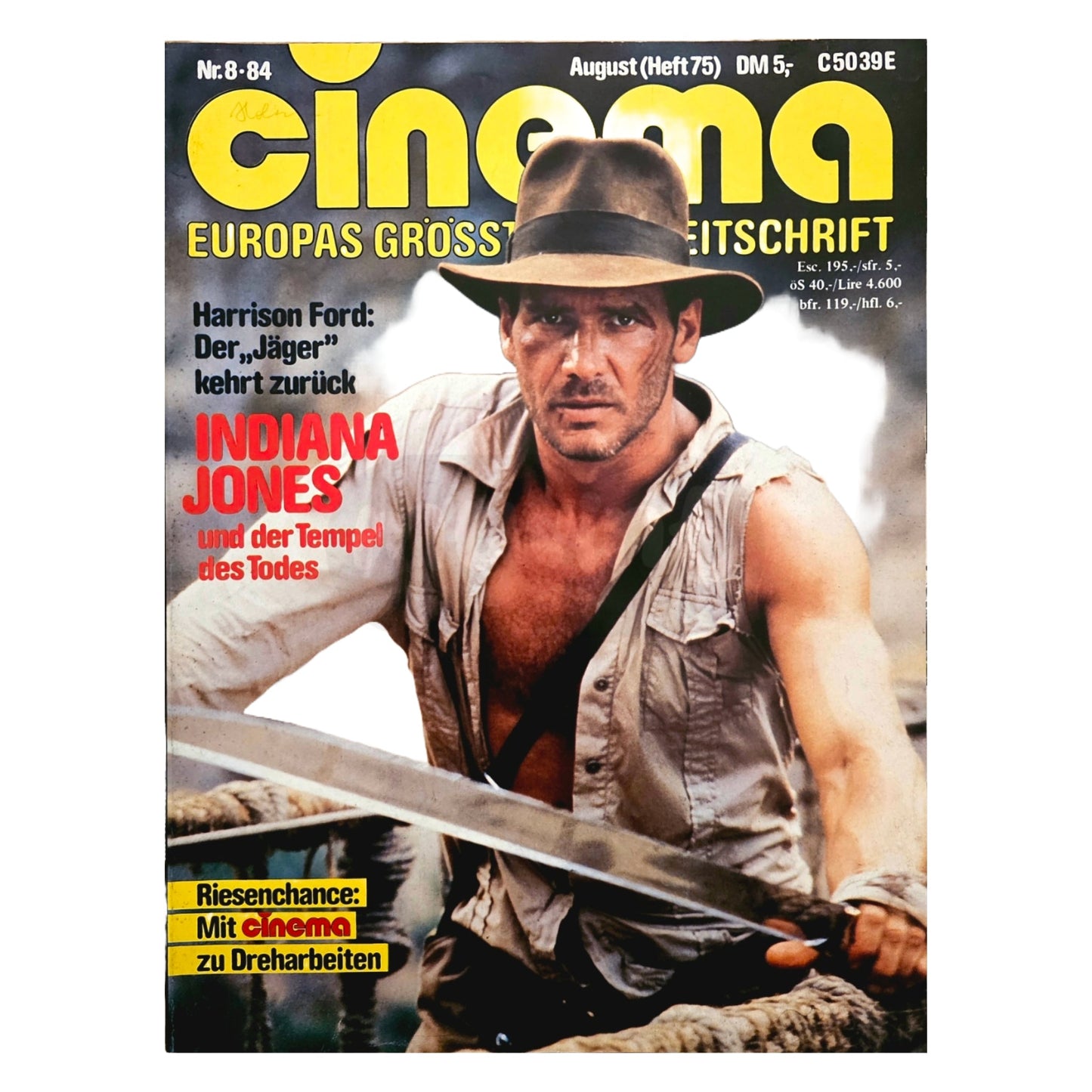 Cinema 8/84 Filmzeitschrift (Heft 75) Kinomagazin Harrison Ford Indiana Jones 1984