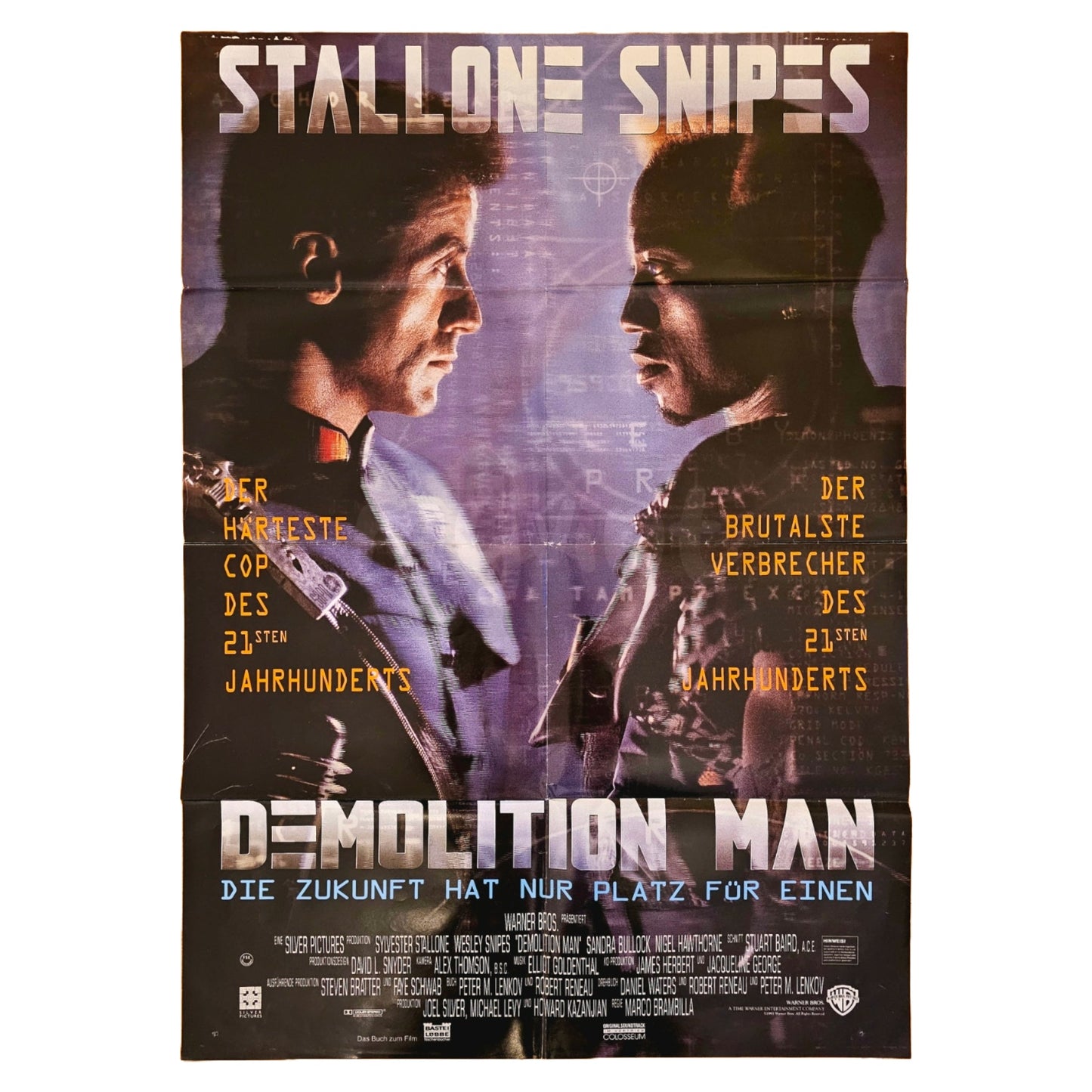 Demolition Man 1993 Stallone Snipes Original Filmplakat A1 (Deutsch)