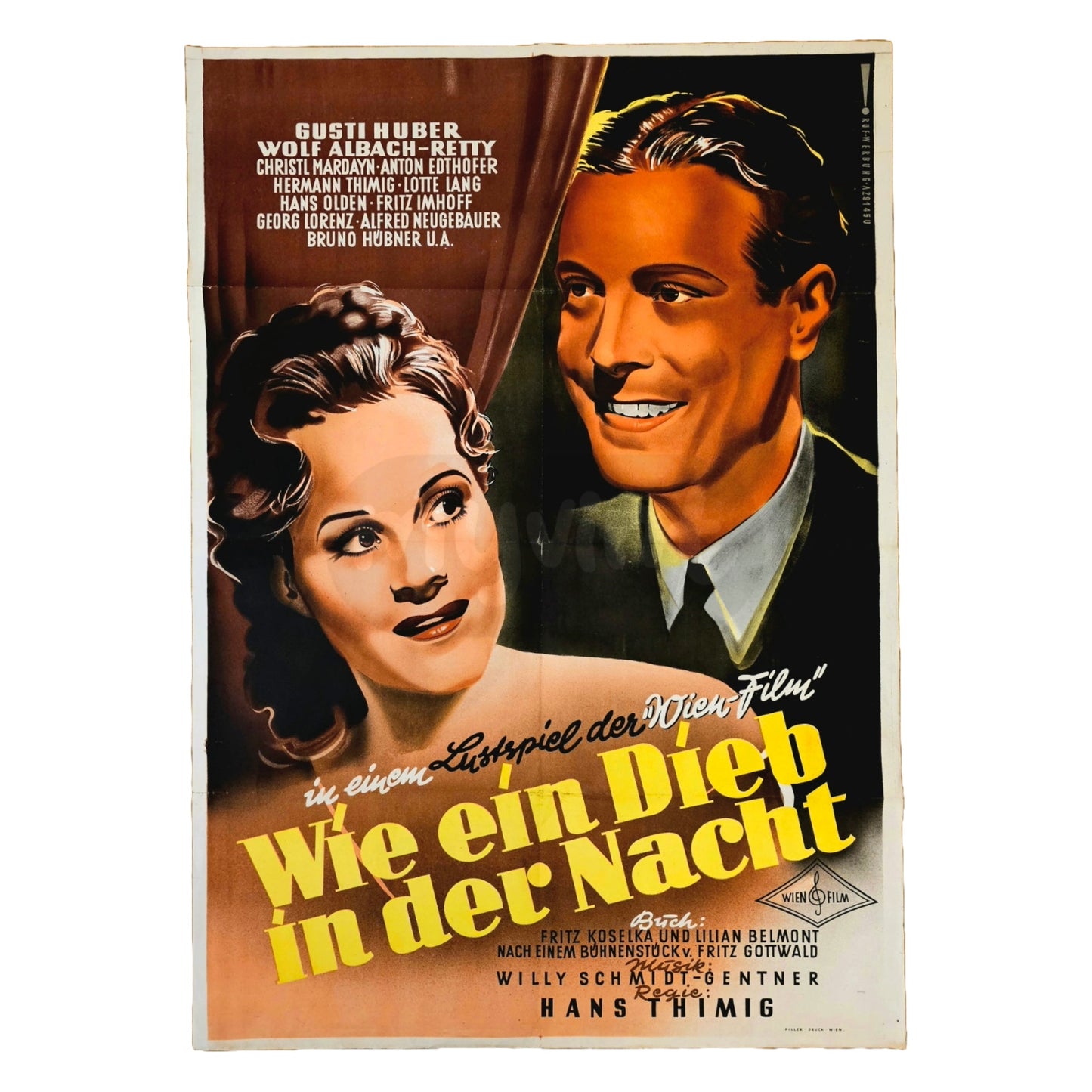 Wie ein Dieb in der Nacht 1944 Original Filmplakat Uraufführung Wien 1949 (Deutsch)