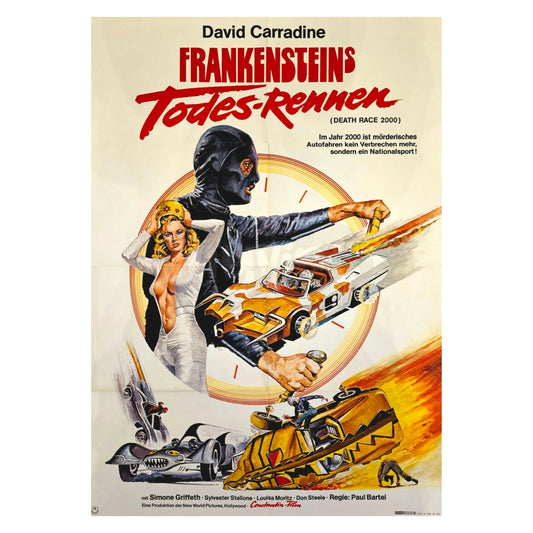 Frankensteins Todesrennen 1975 Simone Griffeth Sylvester Stallone Original Filmplakat A1 (Deutsch)