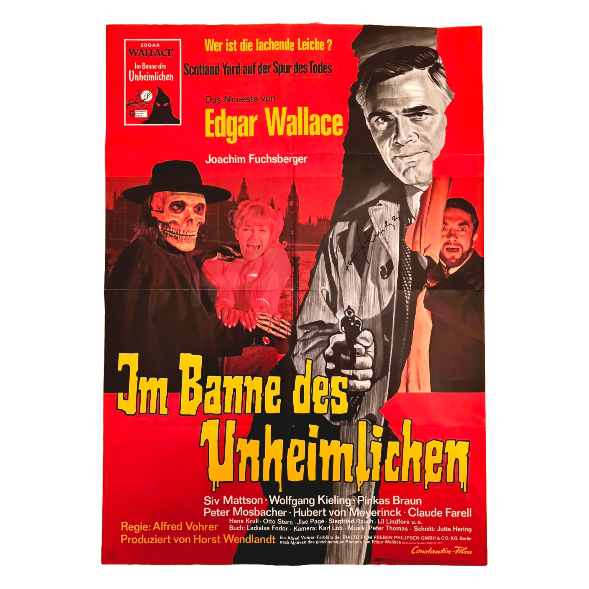 Im Banne des Unheimlichen 1968 signiert von Joachim Fuchsberger Autogramm Original Filmplakat A1 (Deutsch)