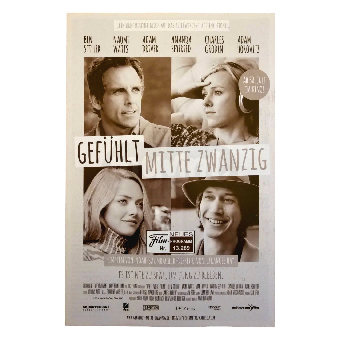 Neues Filmprogramm NFP 13289 Gefühlt Mitte Zwanzig Ben Stiller Naomi Watts 2015
