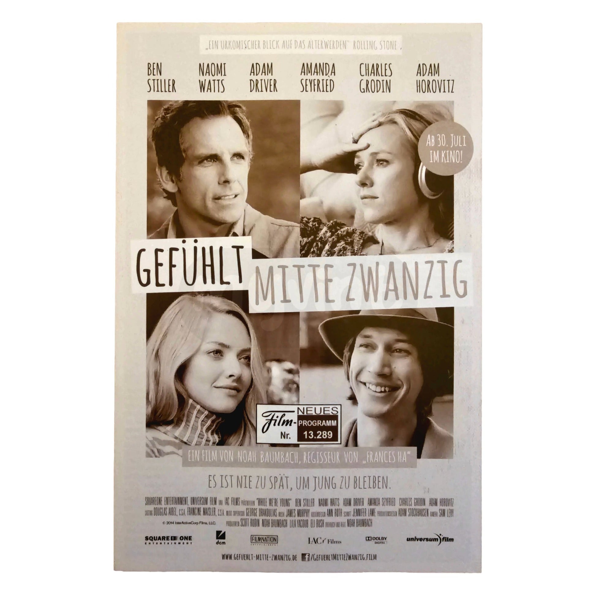 Neues Filmprogramm NFP 13289 Gefühlt Mitte Zwanzig Ben Stiller Naomi Watts 2015