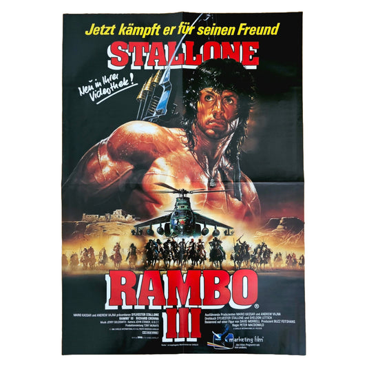 Rambo 3 1988 Sylvester Stallone Original Filmplakat Videothekenplakat (Deutsch)