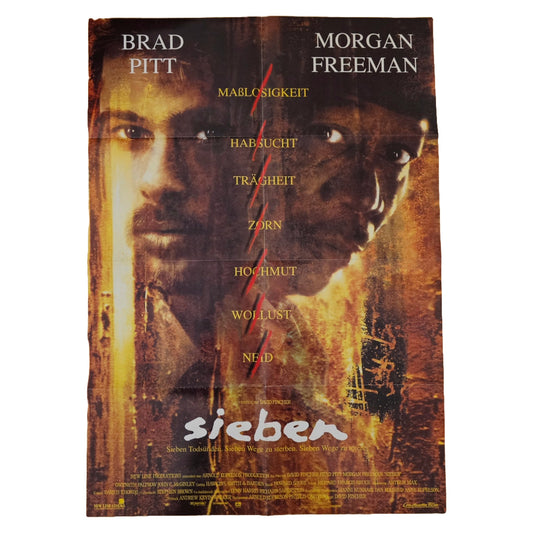 Sieben 1995 Brad Pitt Morgan Freeman Original Filmplakat (Deutsch)
